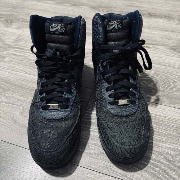 Size 13 - Nike Air Force 1 Black & Blue High Top Elephant Print 2012 Preowned main image 10